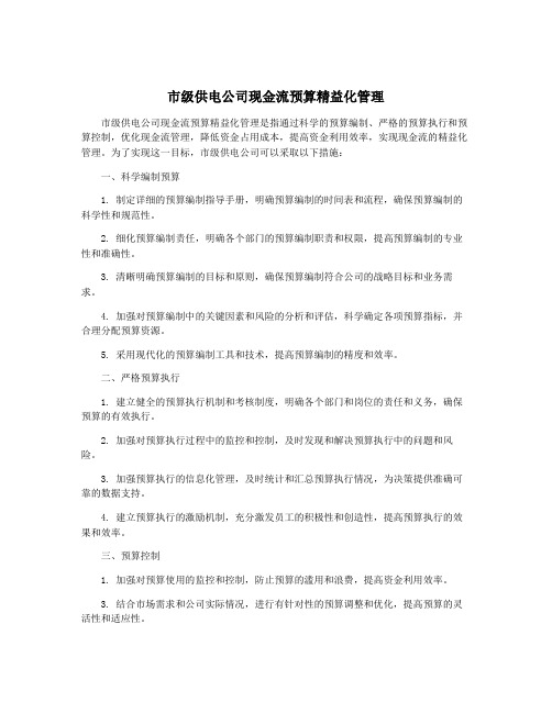 市级供电公司现金流预算精益化管理