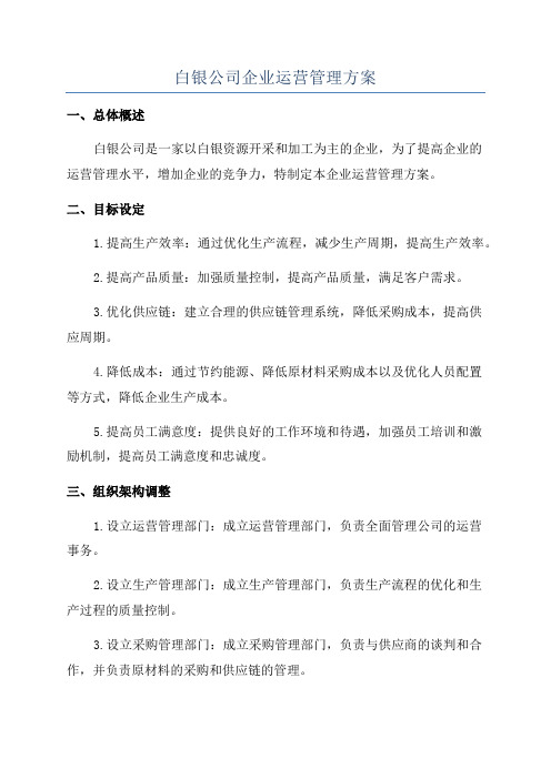 白银公司企业运营管理方案