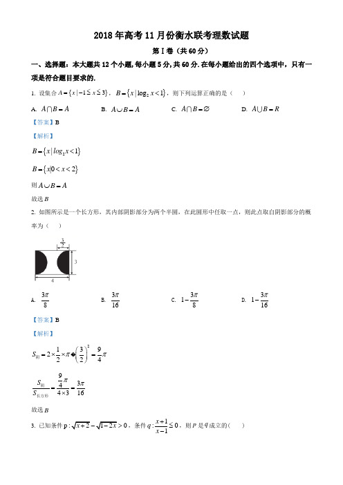 河北省衡水市2018届高三高考模拟联考理数试题(含解析 )