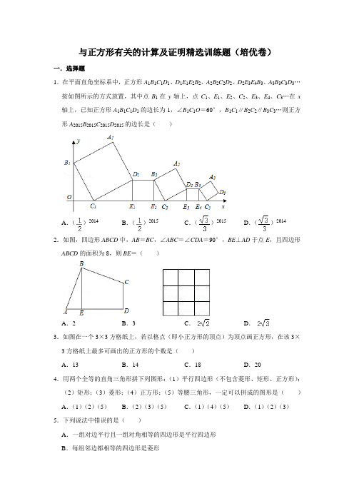 与正方形有关的计算及证明精选训练题(培优卷)