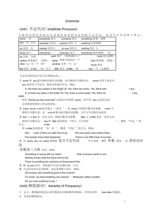 (完整版)人教版英语八上语法知识篇