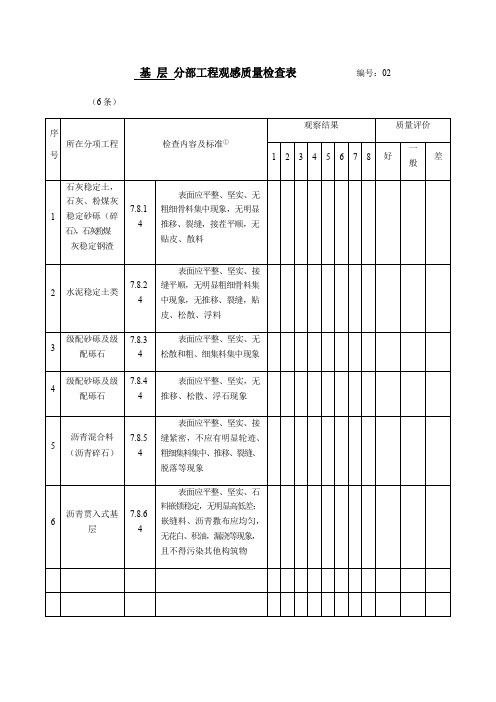 水稳层验收表格