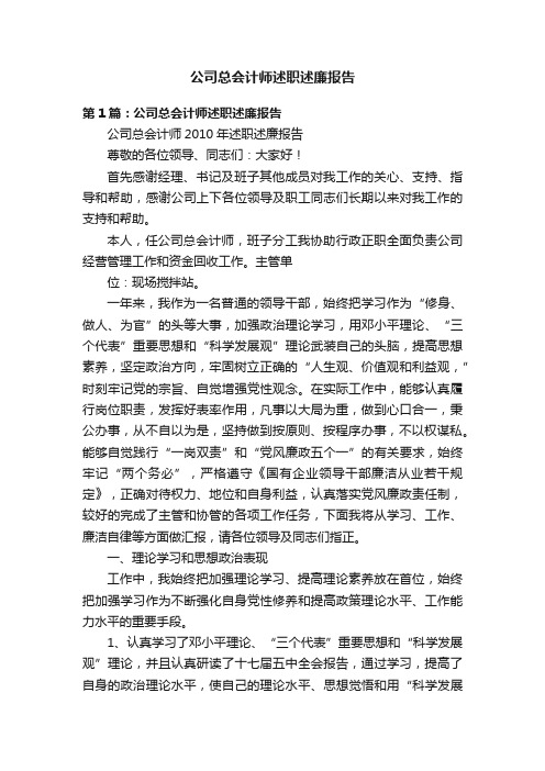 公司总会计师述职述廉报告