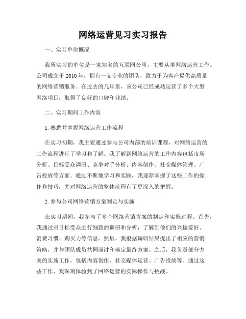 网络运营见习实习报告