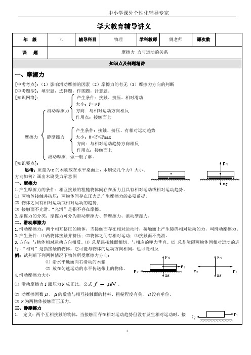 (完整版)摩擦力力与运动的关系