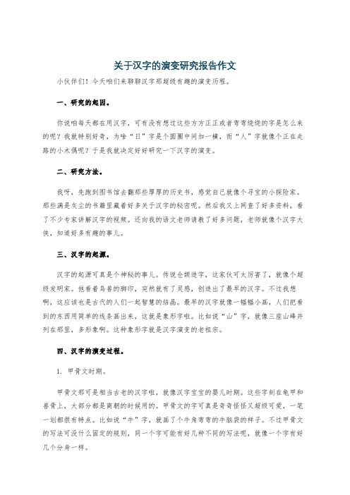 关于汉字的演变研究报告作文