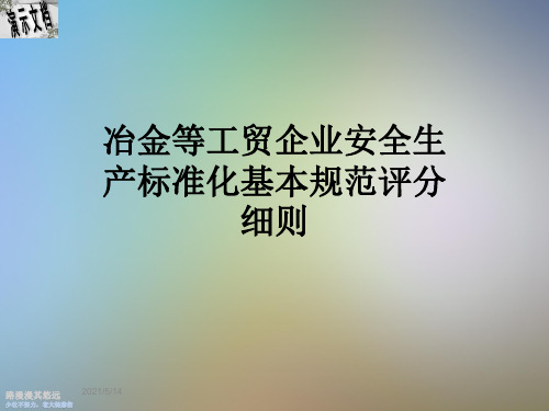 冶金等工贸企业安全生产标准化基本规范评分细则