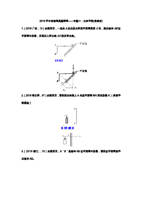 2019年中考物理真题集锦专题2：光学作图(含解析)