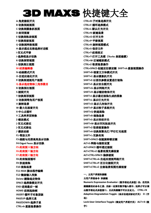 3dMAX最全的快捷键