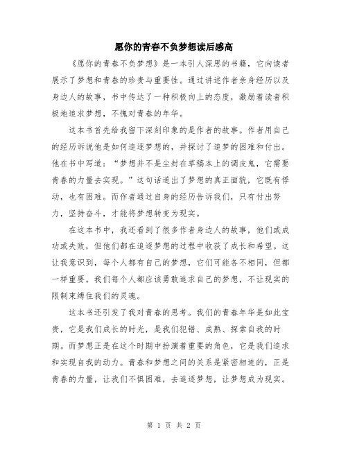 愿你的青春不负梦想读后感高