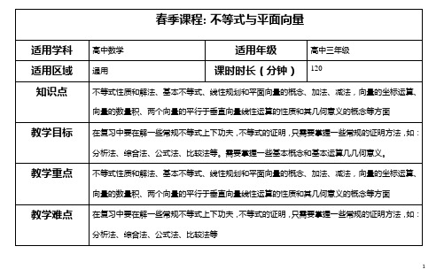 春季课程 不等式与平面向量