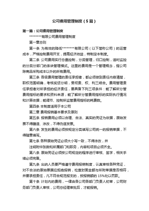 公司费用管理制度（5篇）