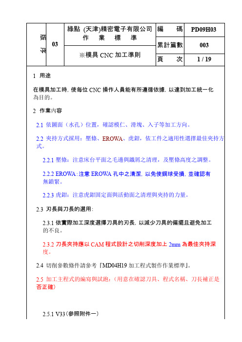 模具CNC加工标准参考课件