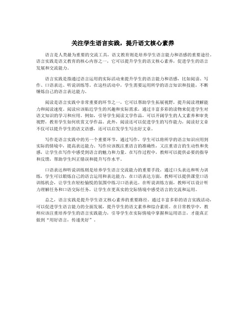 关注学生语言实践,提升语文核心素养