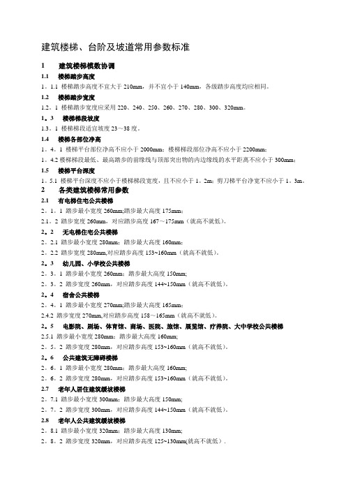 楼梯台阶坡道常用参数标准