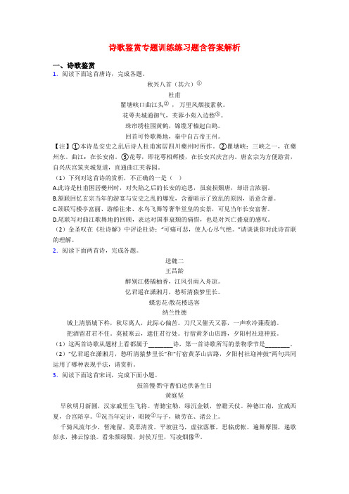 诗歌鉴赏专题训练练习题含答案解析