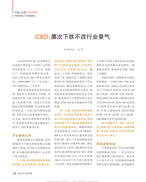 CXO：屡次下跌不改行业景气