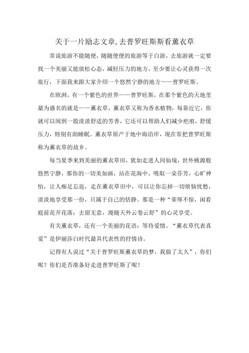 关于一片励志文章,去普罗旺斯斯看薰衣草