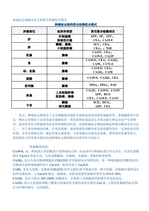 肿瘤标志物临床意义和联合检测组合模式  文档