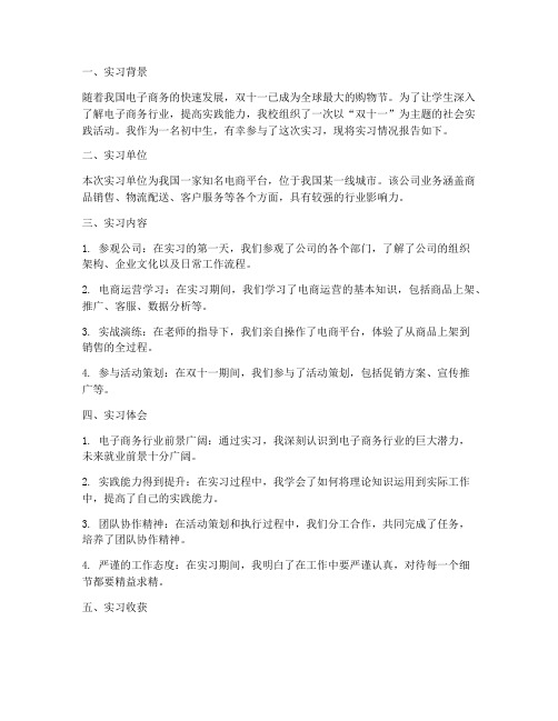 双十一中小学生实习报告