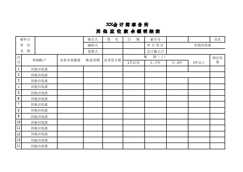 其他应收款项余额明细表