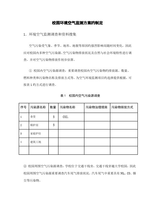 校园空气环境监测方案的制定与评价报告