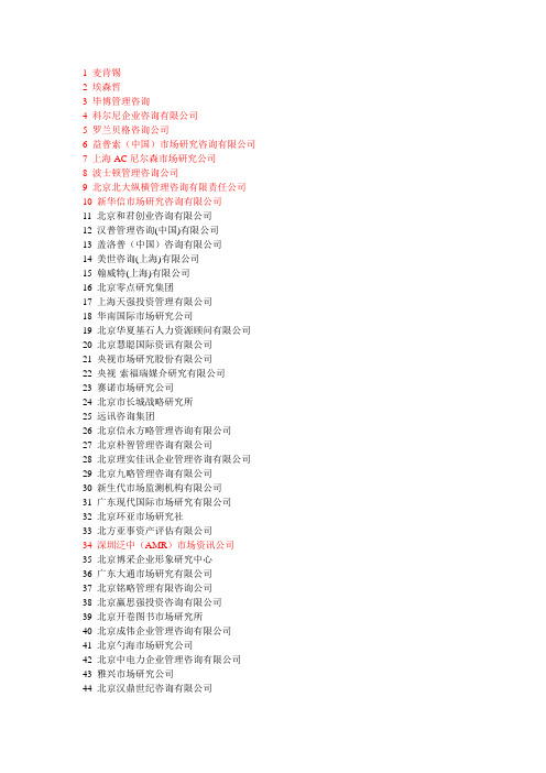 中国前100强咨询企业