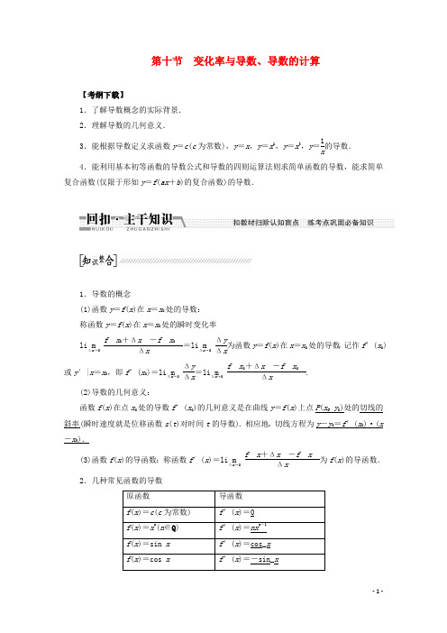 【创新方案】2015高考数学一轮复习(知识回扣+热点突破+能力提升)变化率与导数、导数的计算 理 北师大版