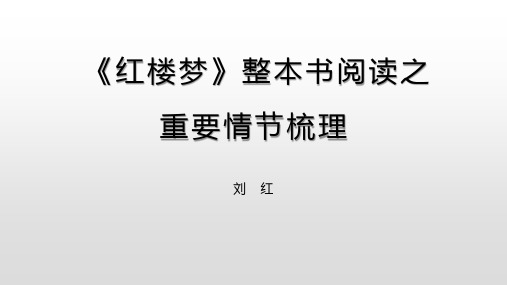 《红楼梦》整本书阅读之   重要情节梳理20200403