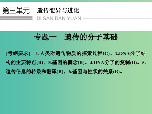 高考生物二轮复习 第三单元 专题一 遗传的分子基础