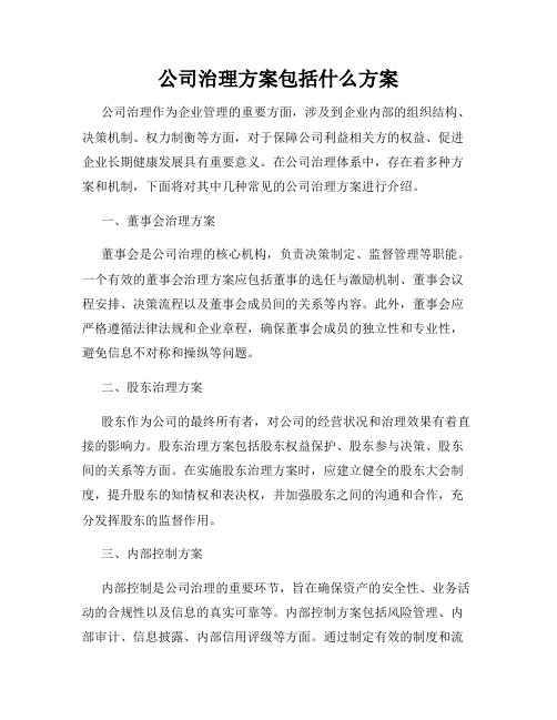 公司治理方案包括什么方案