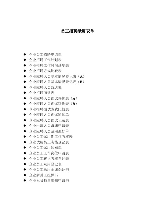 公司员工招聘录用表单