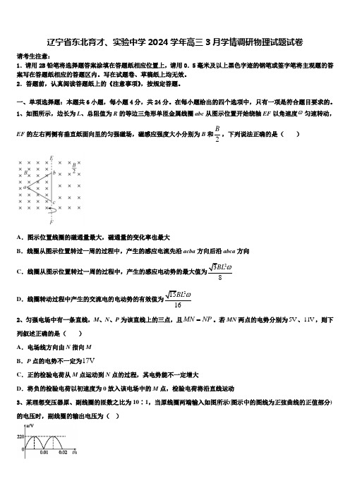 辽宁省东北育才、实验中学2024学年高三3月学情调研物理试题试卷