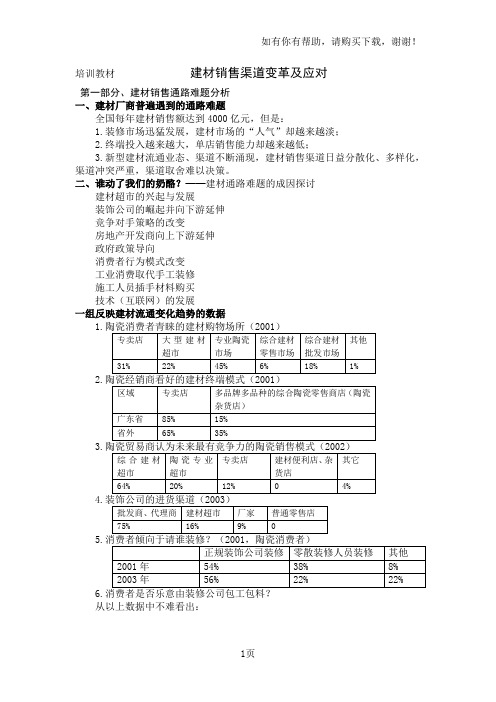 建材销售渠道变革及应对