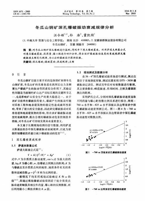 冬瓜山铜矿深孔爆破振动衰减规律分析