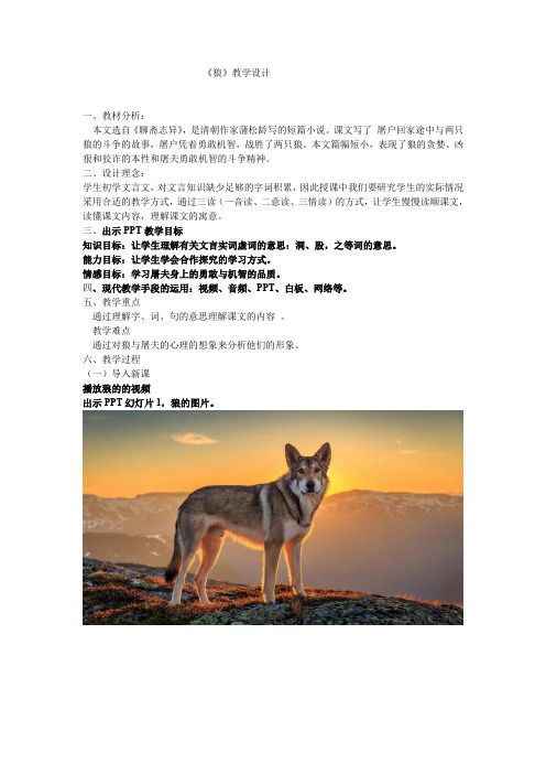 苏教版七年级语文上册《五单元 关注科学 专题:狼 课内选文阅读》研讨课教案_10