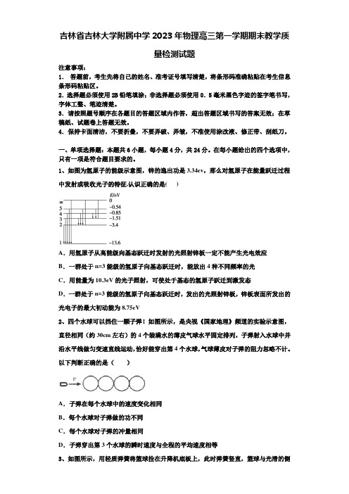 吉林省吉林大学附属中学2023年物理高三第一学期期末教学质量检测试题含解析