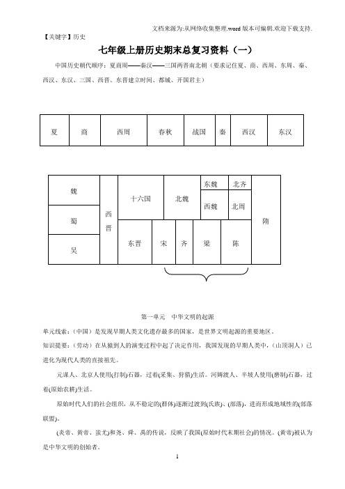 【历史】七年级上册历史期末总复习资料