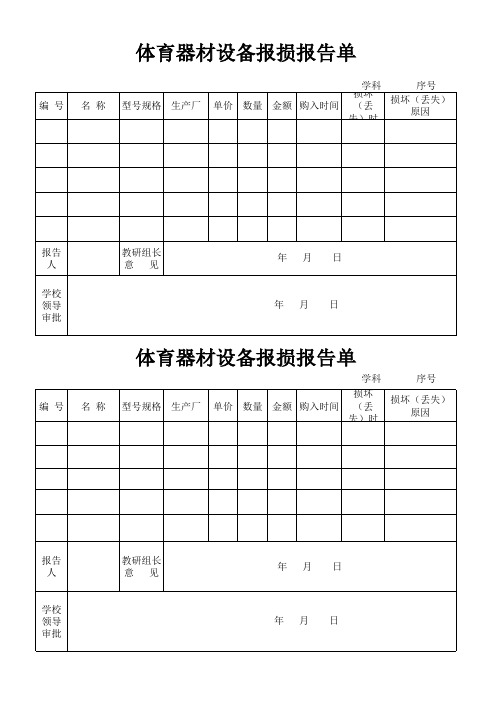 体育仪器设备报损报告单