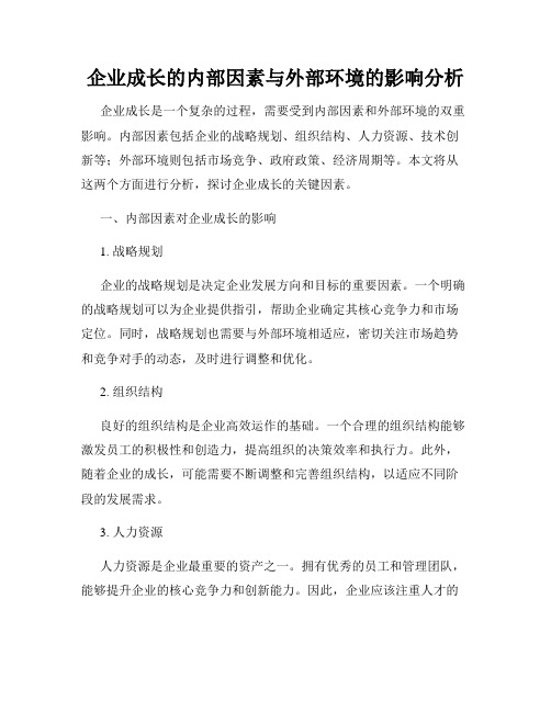 企业成长的内部因素与外部环境的影响分析