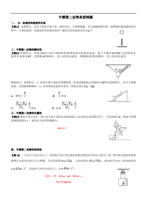 最新牛顿第二定律典型例题第