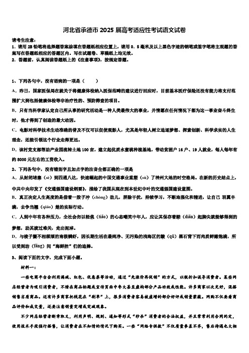 河北省承德市2025届高考适应性考试语文试卷含解析