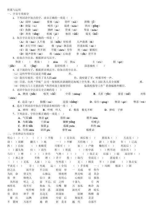 2011年中考语文积累与运用