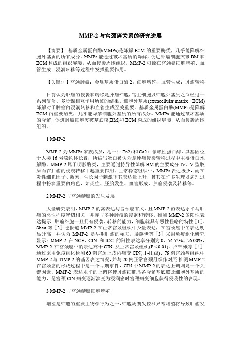 MMP-2与宫颈癌关系的研究进展