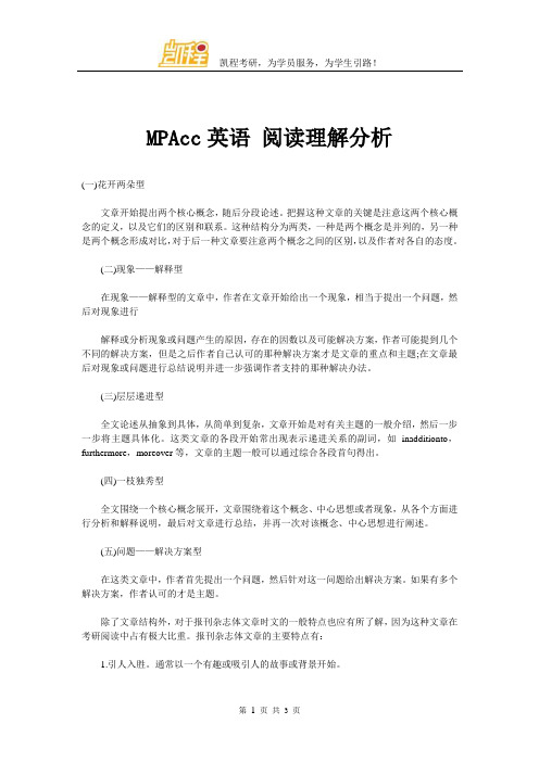 MPAcc英语 阅读理解分析