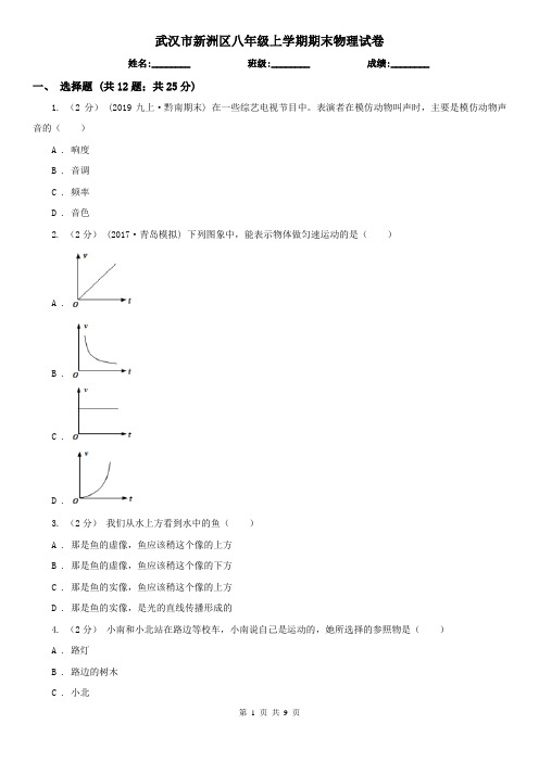 武汉市新洲区八年级上学期期末物理试卷