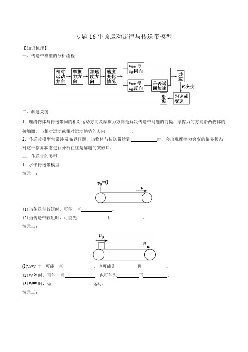 2023年高考小专题复习学案 专题16牛顿运动定律与传送带模型