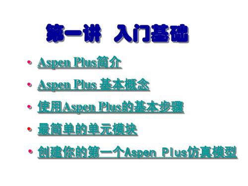 第1讲 ASPEN Plus使用入门