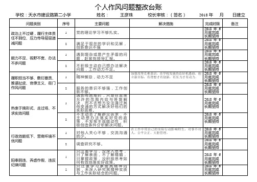 学校 个人作风问题整改台账