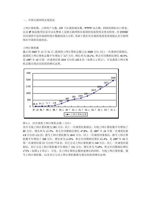 1  中国互联网络宏观状况范文